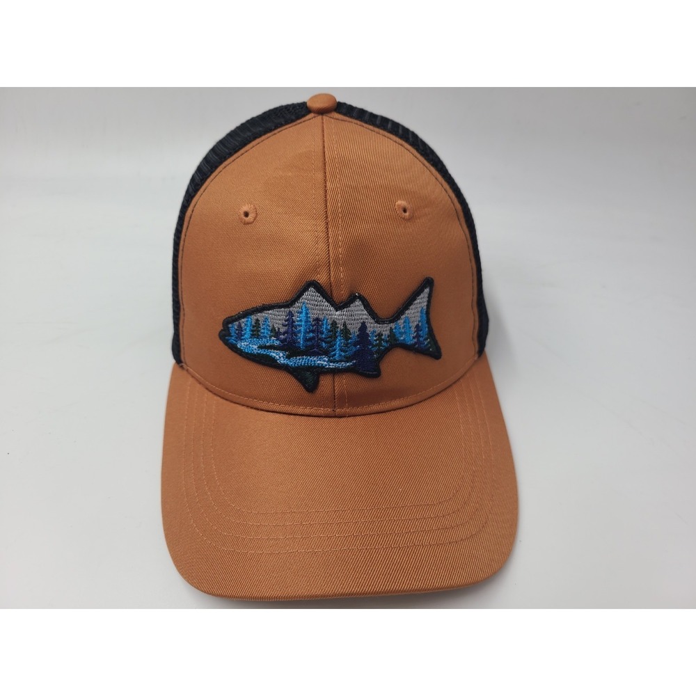 Telluride Clothing Company Fish Mesh Trucker Snapback Hat Cap Hike Orange Black